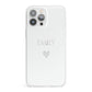 Personalised Cutout Name Heart Clear White iPhone 13 Pro Max Clear Bumper Case