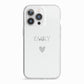 Personalised Cutout Name Heart Clear White iPhone 13 Pro TPU Impact Case with White Edges