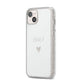 Personalised Cutout Name Heart Clear White iPhone 14 Plus Glitter Tough Case Starlight Angled Image