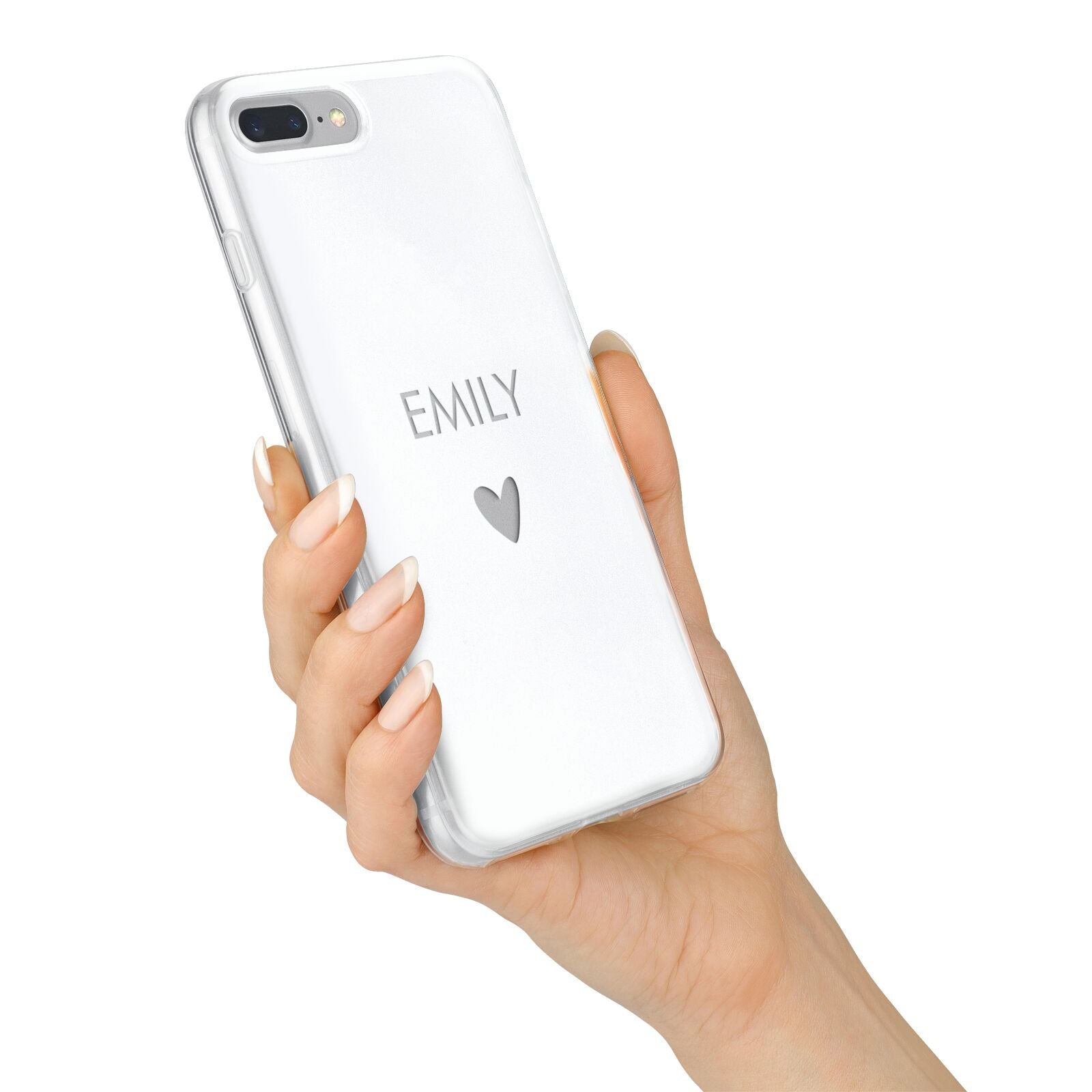 Personalised Cutout Name Heart Clear White iPhone 7 Plus Bumper Case on Silver iPhone Alternative Image