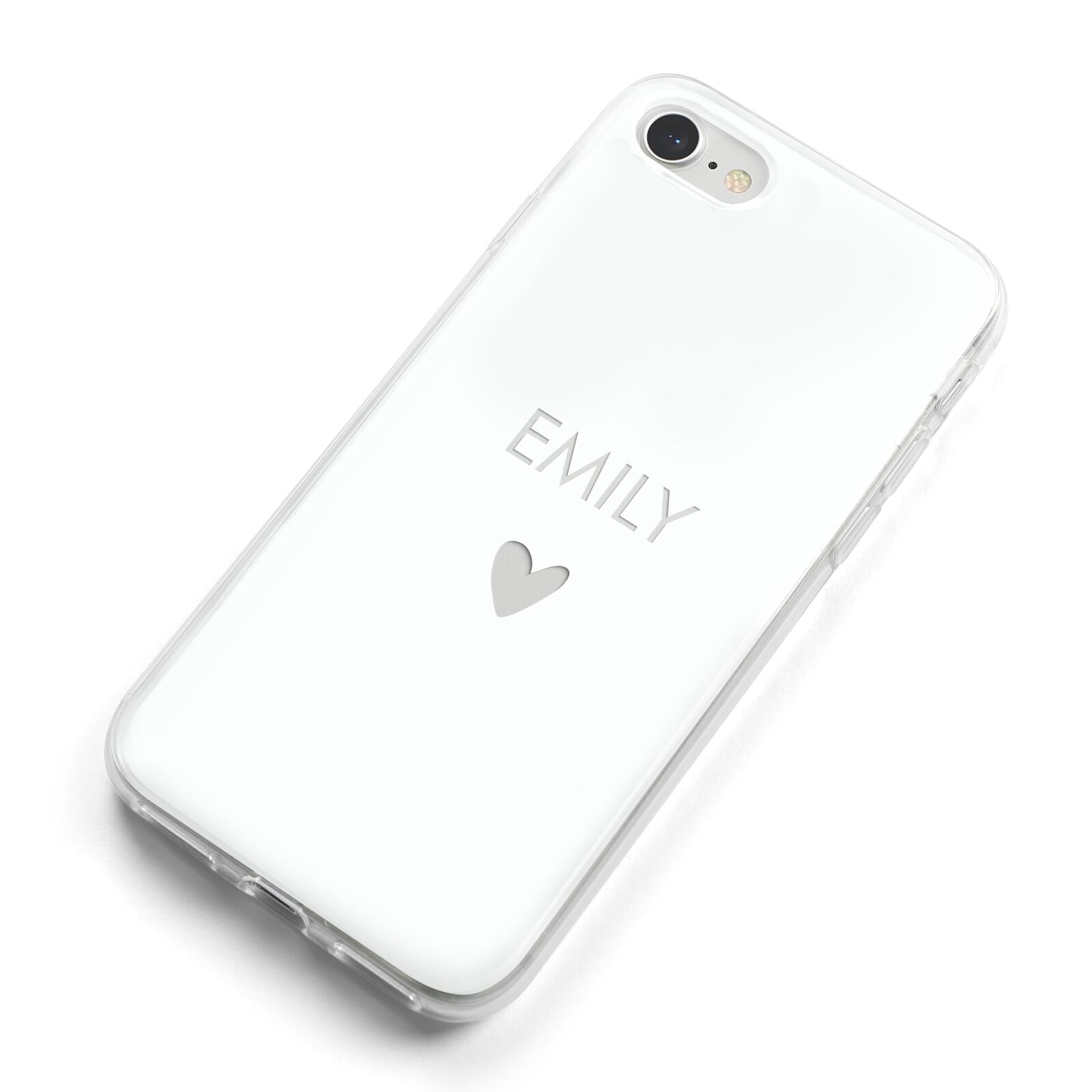 Personalised Cutout Name Heart Clear White iPhone 8 Bumper Case on Silver iPhone Alternative Image