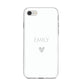 Personalised Cutout Name Heart Clear White iPhone 8 Bumper Case on Silver iPhone