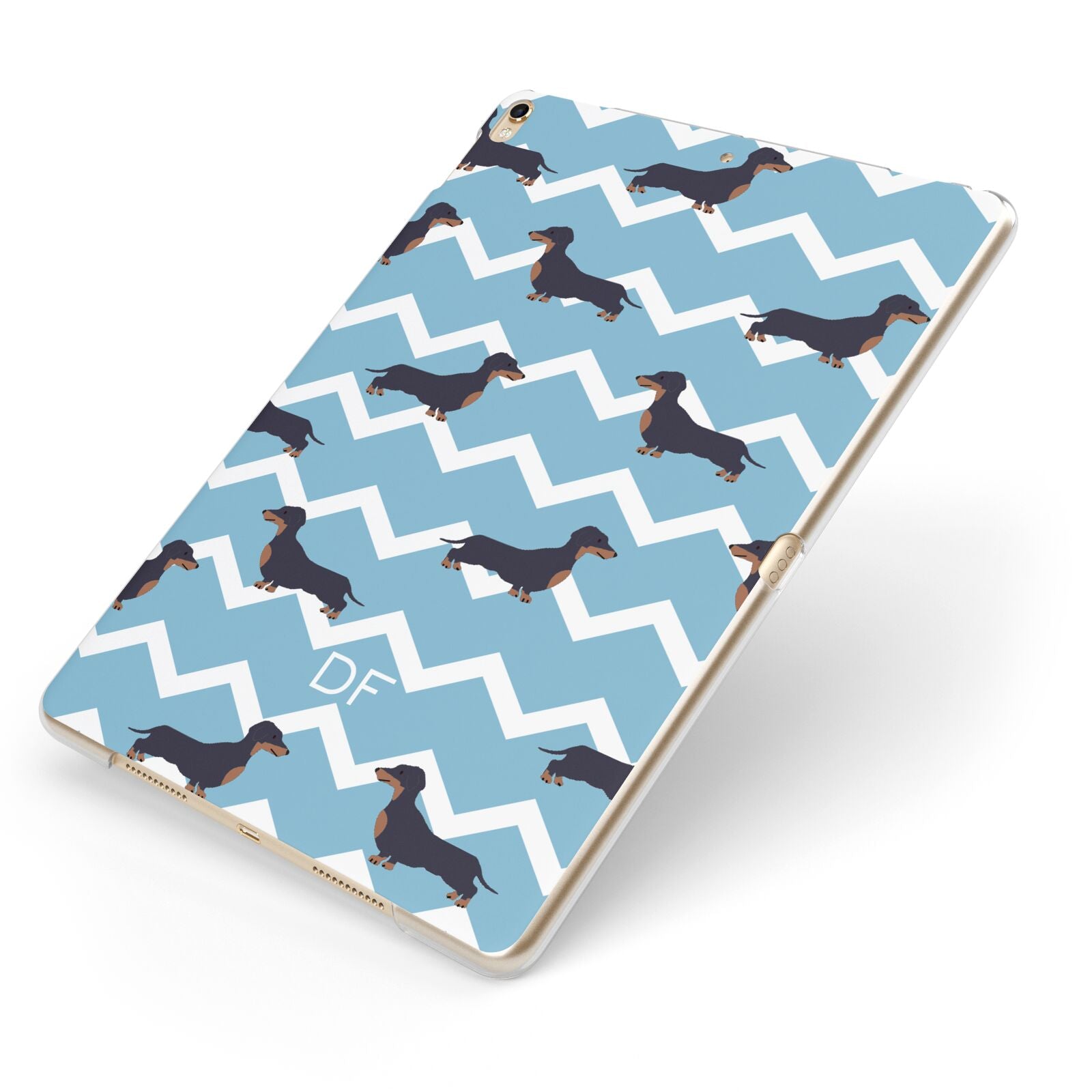 Personalised Dachshund Apple iPad Case on Gold iPad Side View