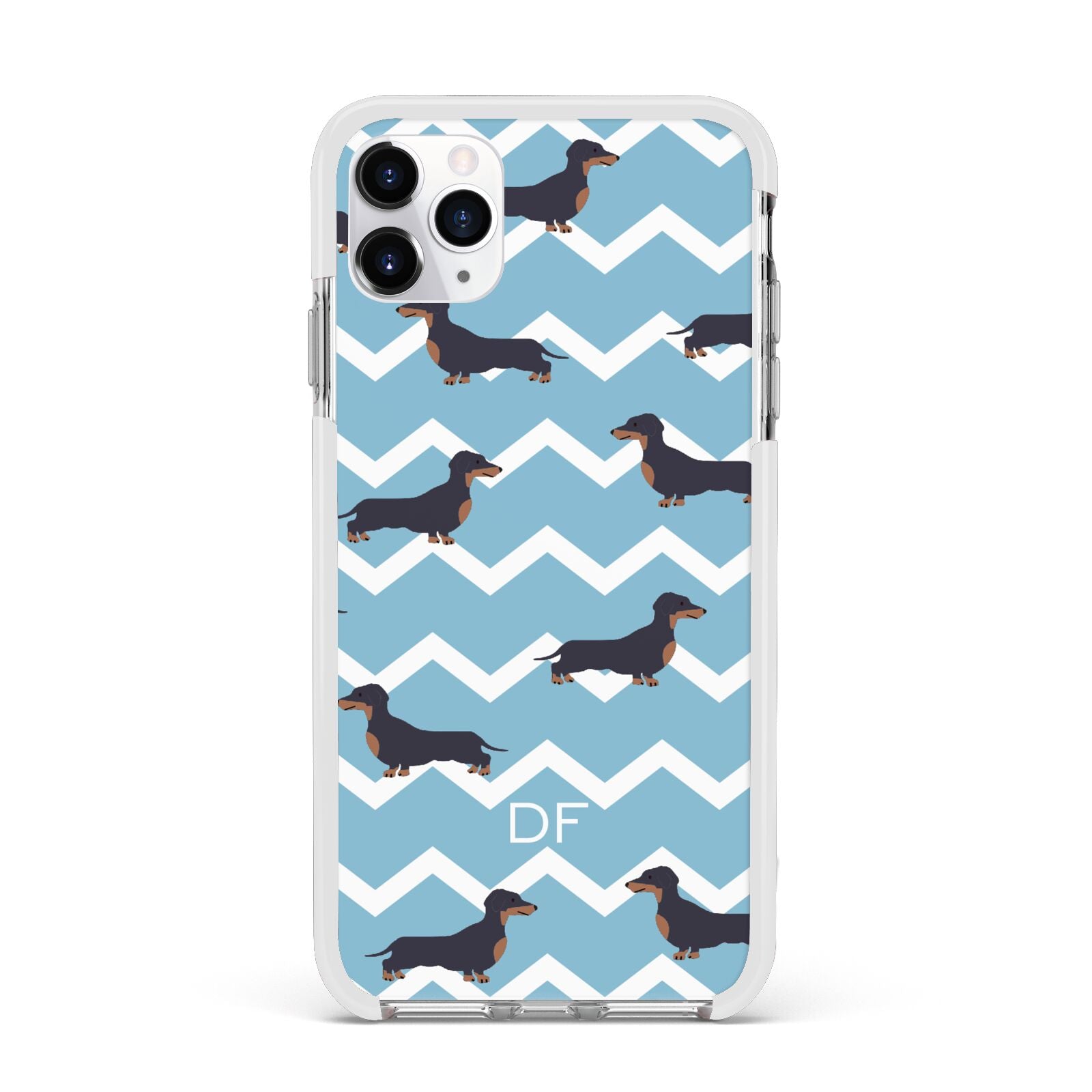 Personalised Dachshund Apple iPhone 11 Pro Max in Silver with White Impact Case