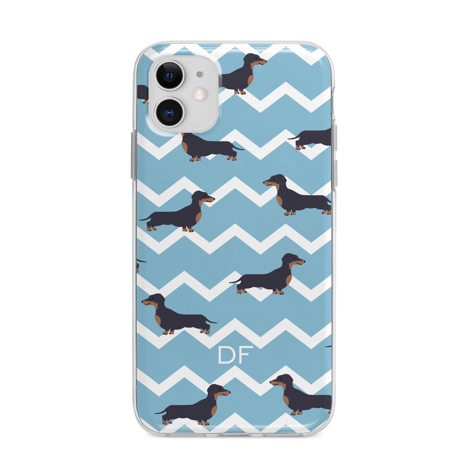 Personalised Dachshund Apple iPhone 11 in White with Bumper Case