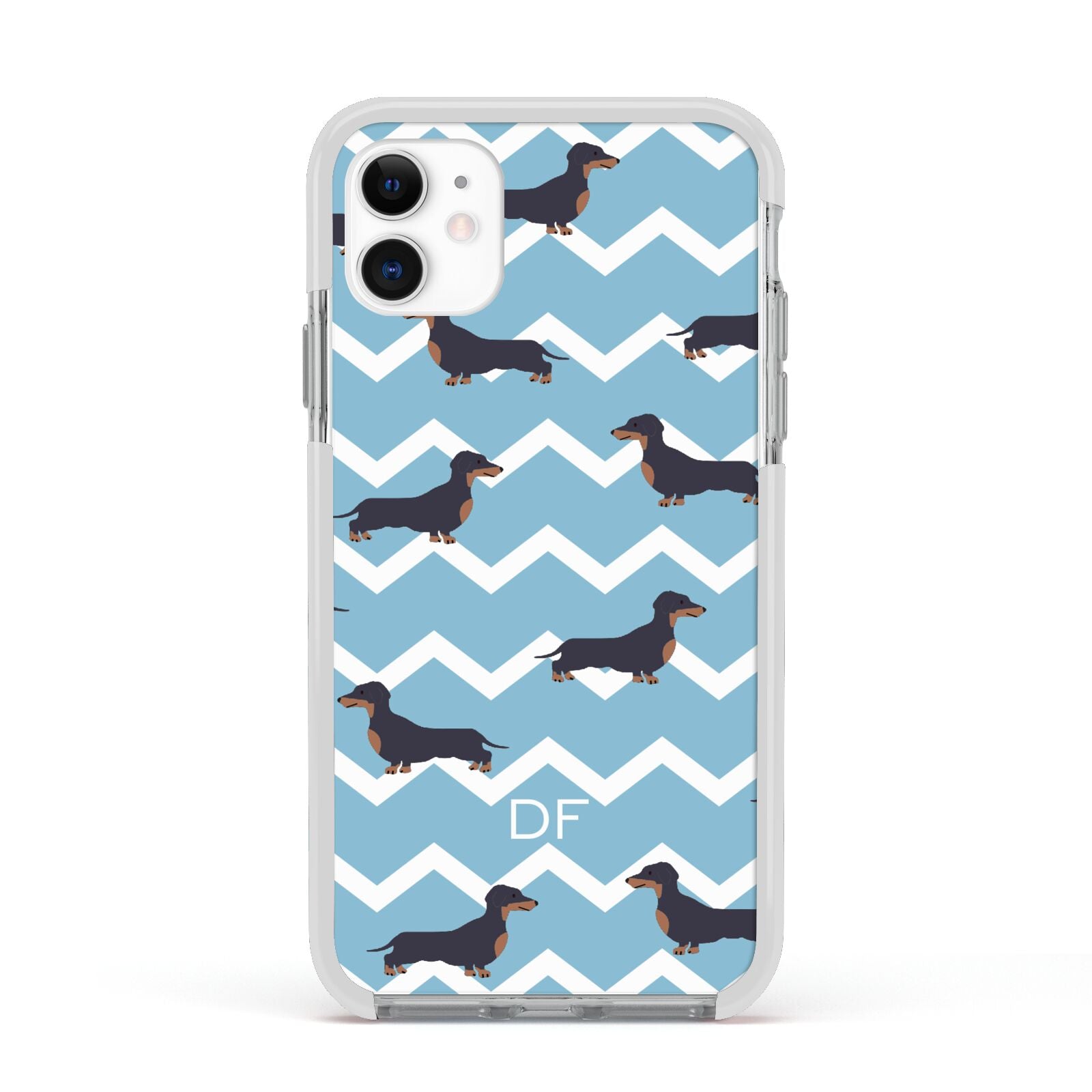 Personalised Dachshund Apple iPhone 11 in White with White Impact Case