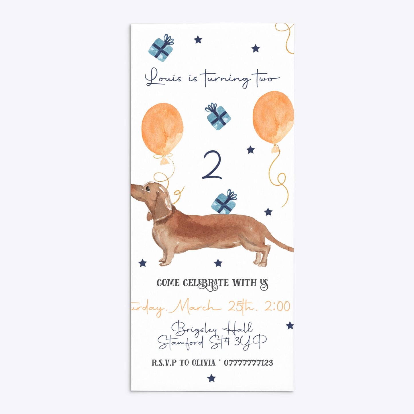 Personalised Dachshund Birthday 4x9 Rectangle Invitation Matte Paper