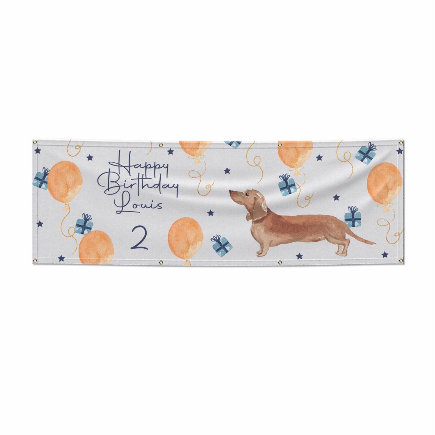 Personalised Dachshund Birthday 6x2 Vinly Banner with Grommets