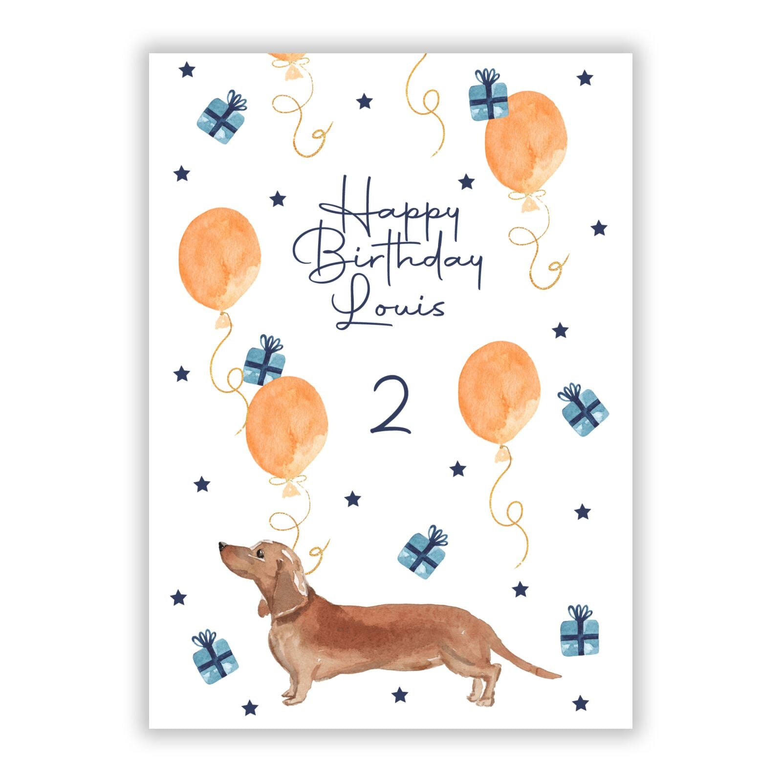 Personalised Dachshund Birthday A5 Flat Greetings Card