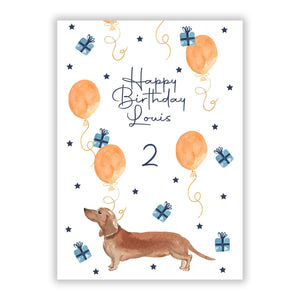 Personalisierte Dackel-Geburtstagsgrußkarte
