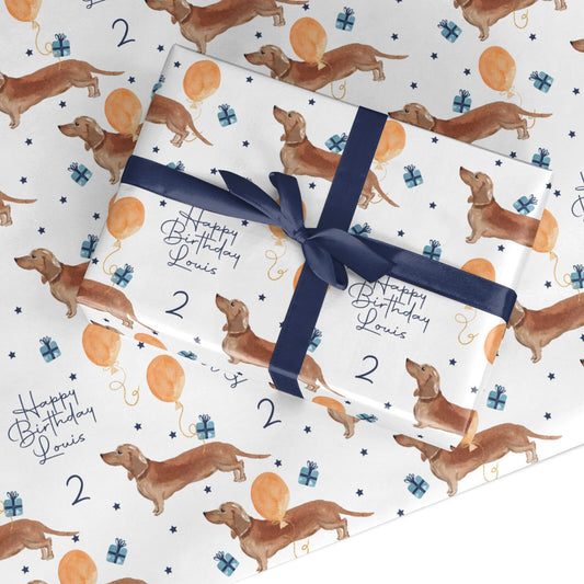Personalised Dachshund Birthday Custom Wrapping Paper