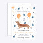 Personalised Dachshund Birthday Deckle Invitation Matte Paper Front and Back Image