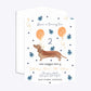 Personalised Dachshund Birthday Geo Invitation Matte Paper Front and Back Image