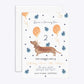 Personalised Dachshund Birthday Rectangle Invitation Glitter Front and Back Image