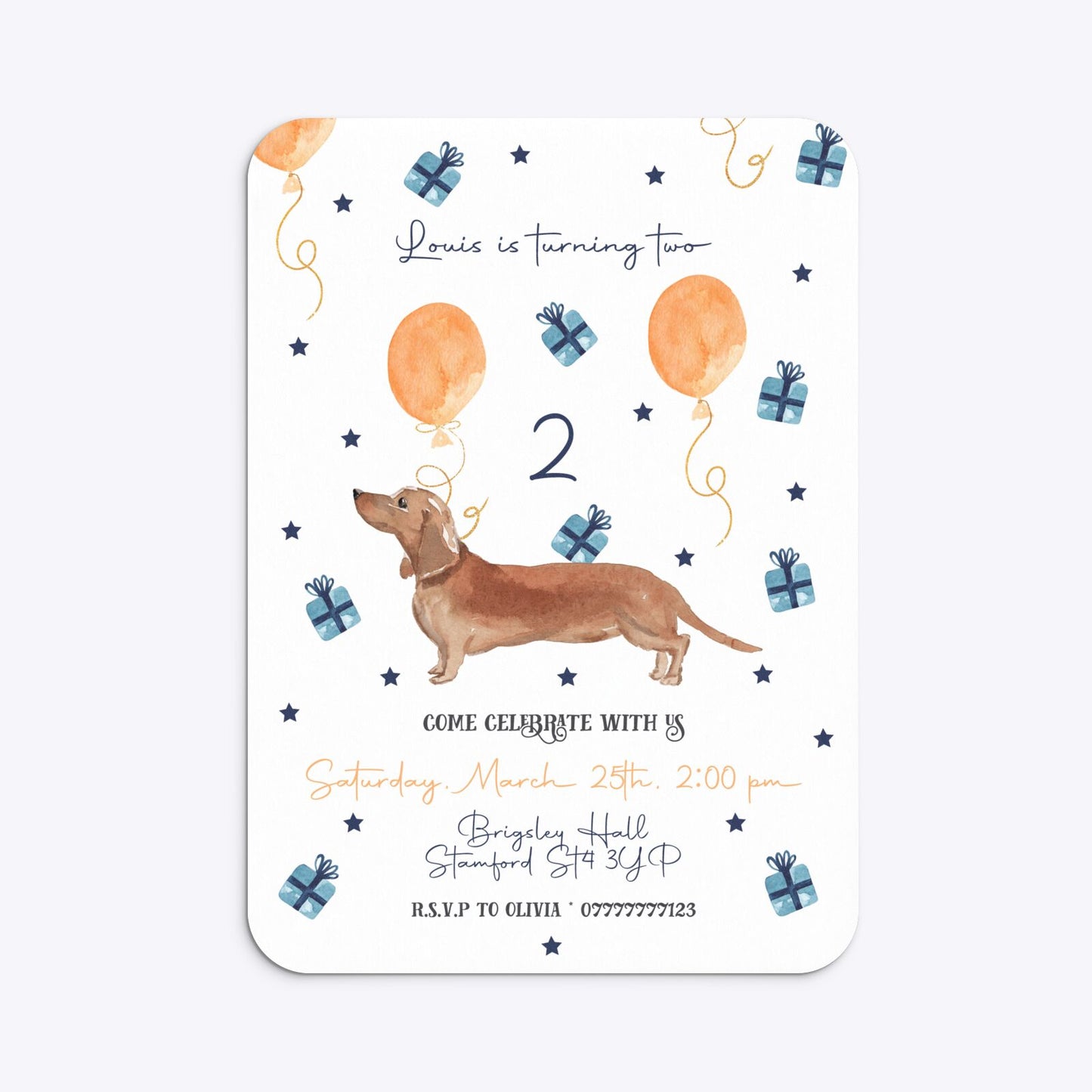 Personalised Dachshund Birthday Rounded Invitation Matte Paper