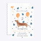 Personalised Dachshund Birthday Scalloped Invitation Matte Paper Front and Back Image