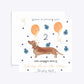 Personalised Dachshund Birthday Square 5 25x5 25 Invitation Matte Paper Front and Back Image