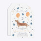 Personalised Dachshund Birthday Tag Invitation Glitter Front and Back Image