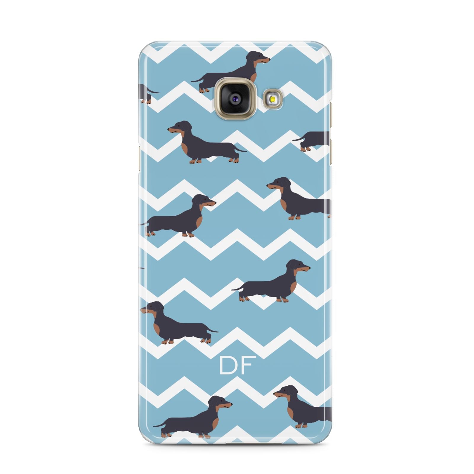 Personalised Dachshund Samsung Galaxy A3 2016 Case on gold phone