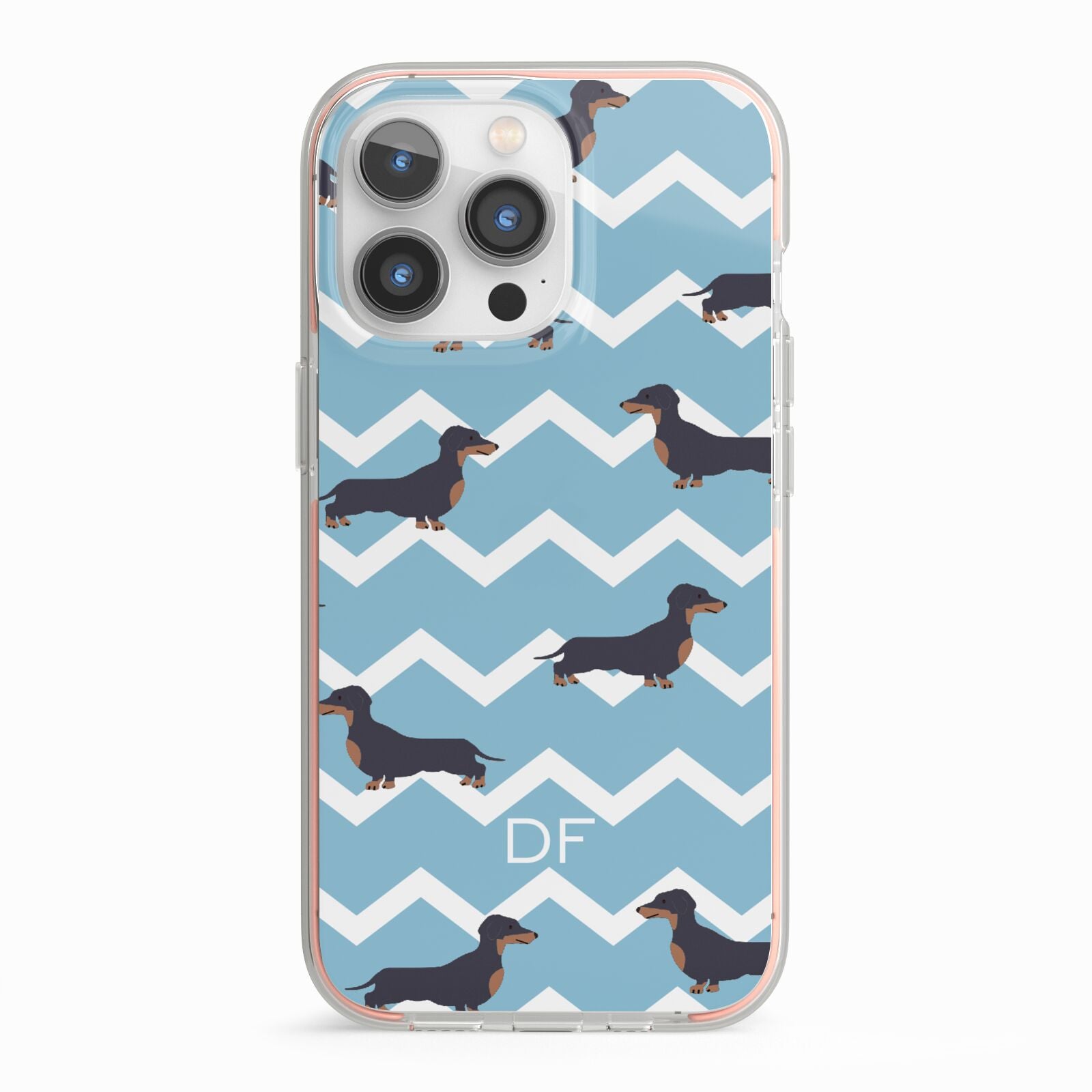 Personalised Dachshund iPhone 13 Pro TPU Impact Case with Pink Edges