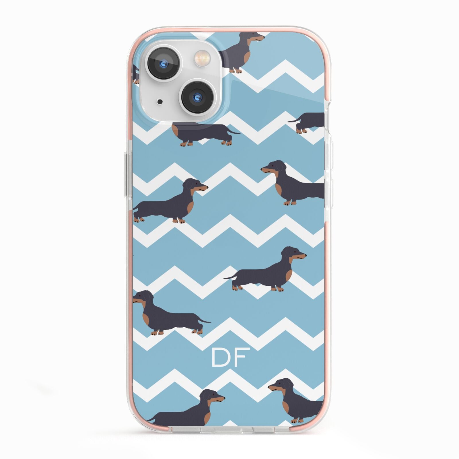Personalised Dachshund iPhone 13 TPU Impact Case with Pink Edges