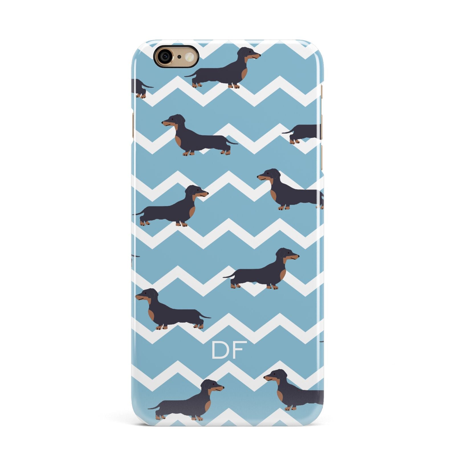 Personalised Dachshund iPhone 6 Plus 3D Snap Case on Gold Phone