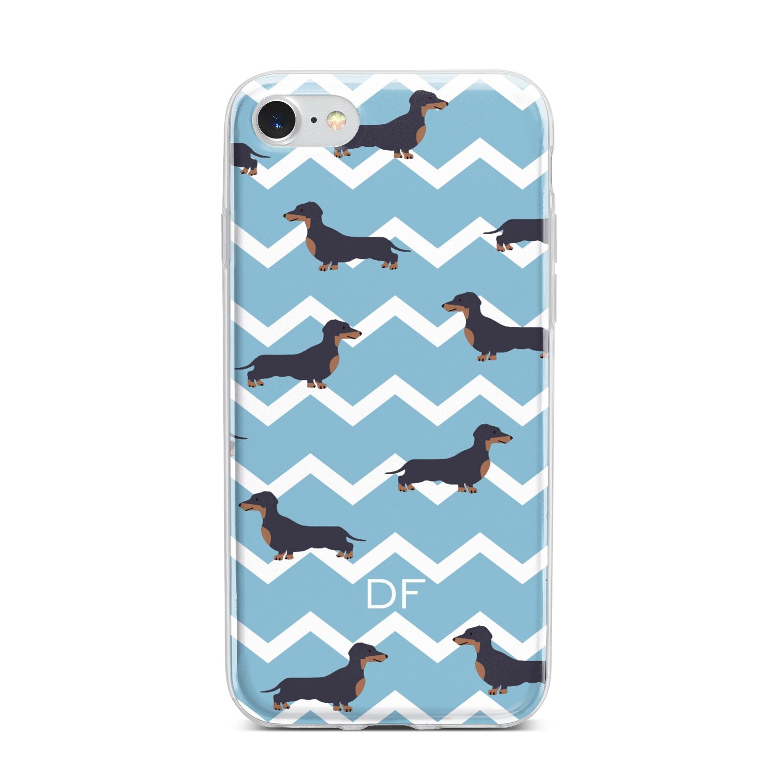 Personalised Dachshund iPhone 7 Bumper Case on Silver iPhone