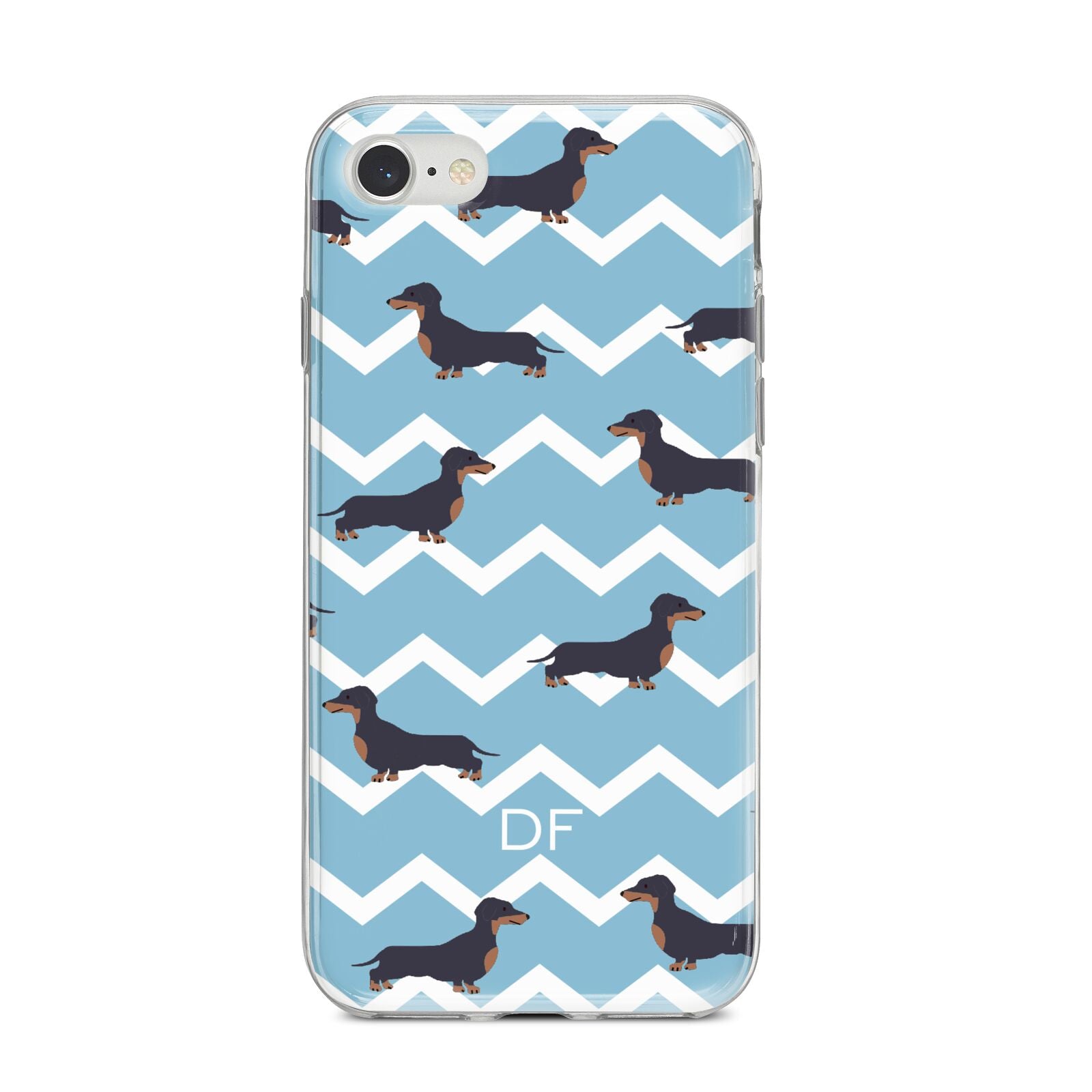 Personalised Dachshund iPhone 8 Bumper Case on Silver iPhone