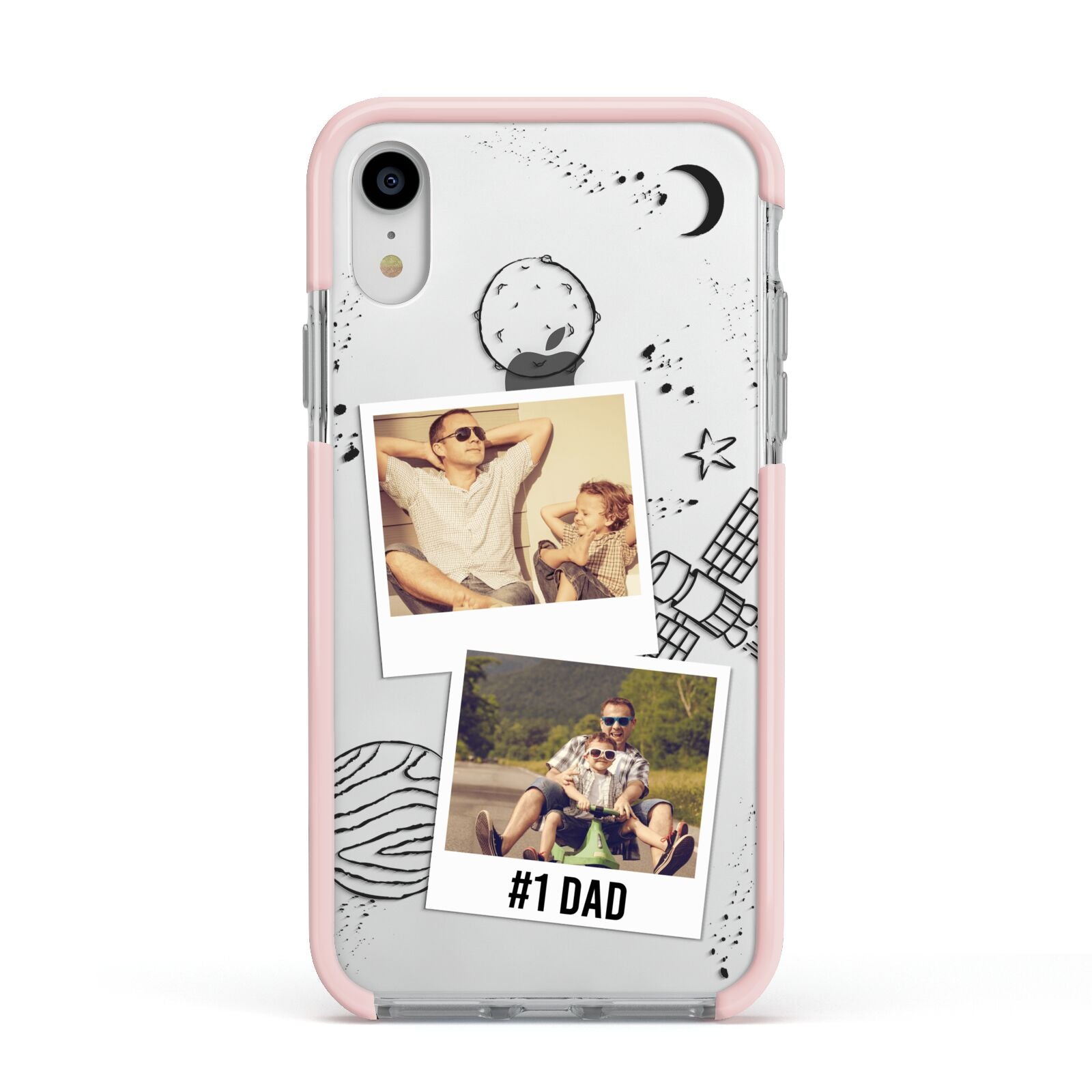 Personalised Dad Photos Apple iPhone XR Impact Case Pink Edge on Silver Phone