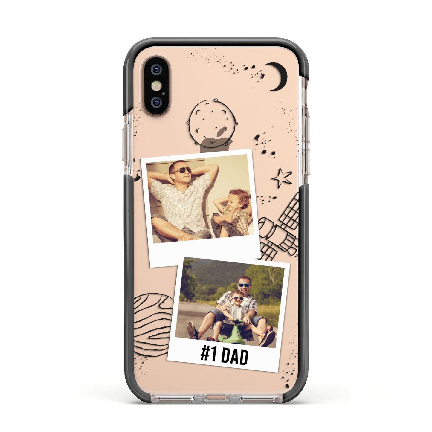 Personalised Dad Photos Apple iPhone Xs Impact Case Black Edge on Gold Phone