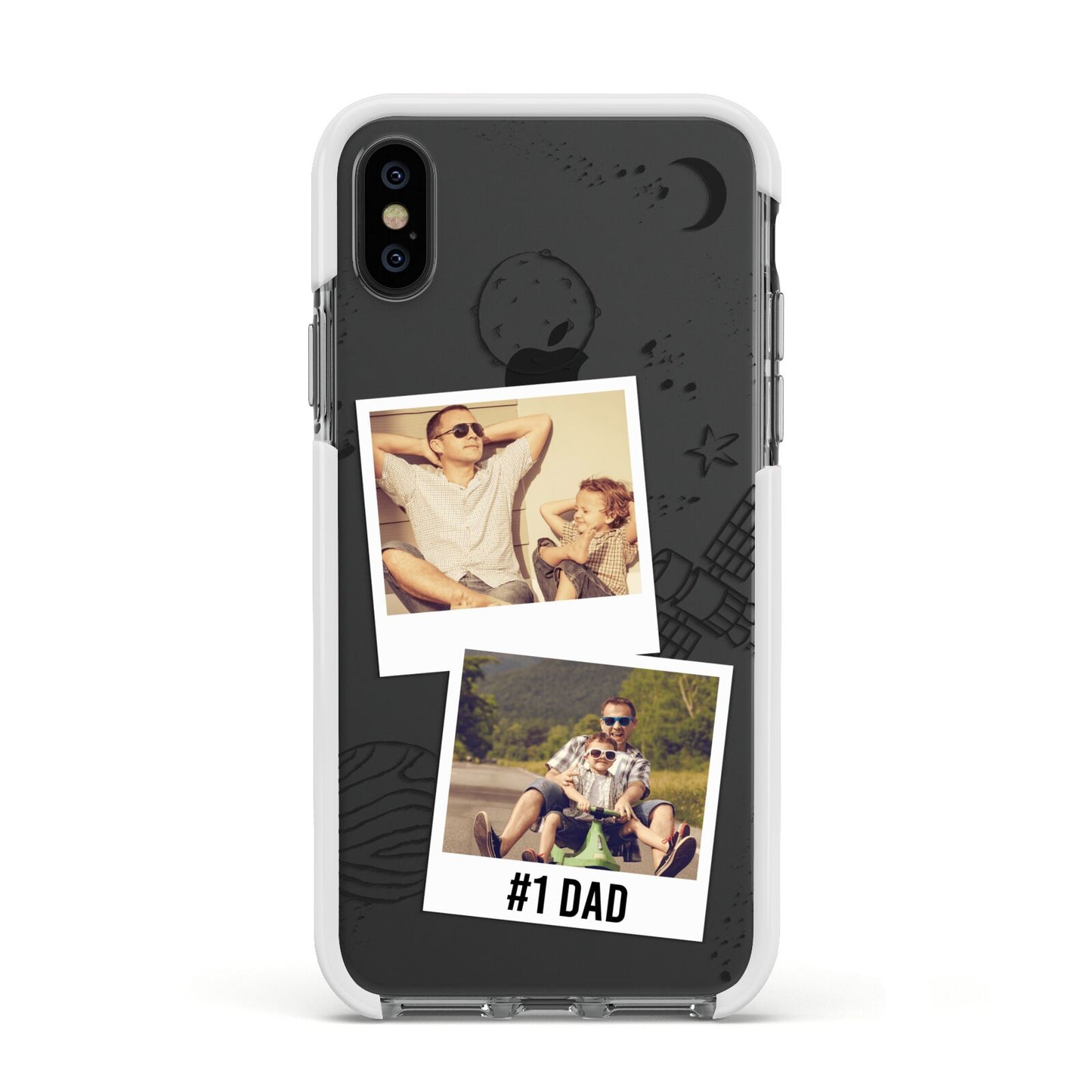 Personalised Dad Photos Apple iPhone Xs Impact Case White Edge on Black Phone