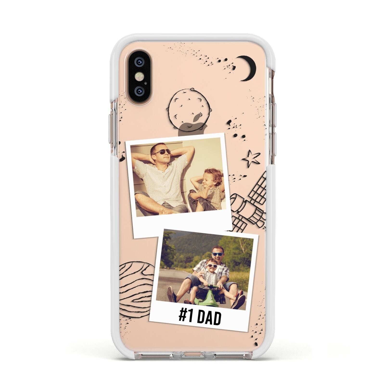 Personalised Dad Photos Apple iPhone Xs Impact Case White Edge on Gold Phone