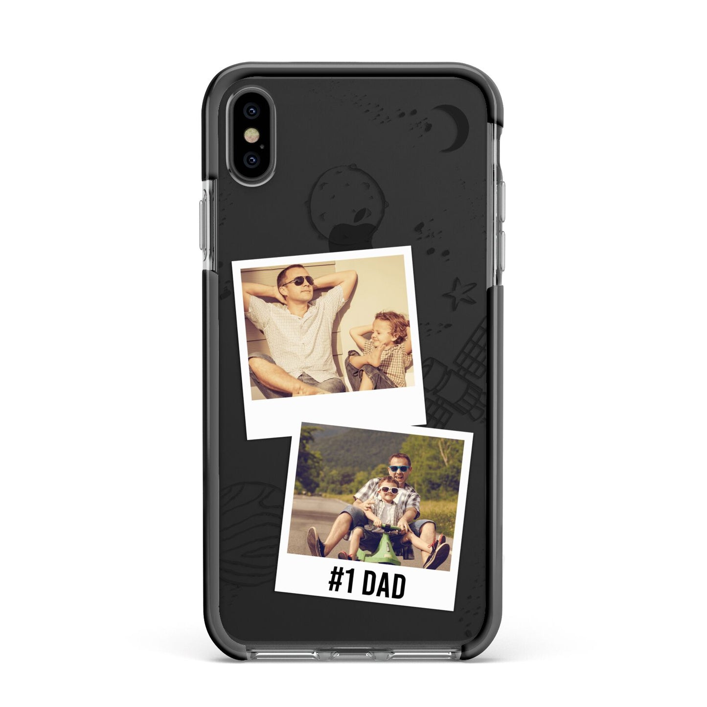 Personalised Dad Photos Apple iPhone Xs Max Impact Case Black Edge on Black Phone