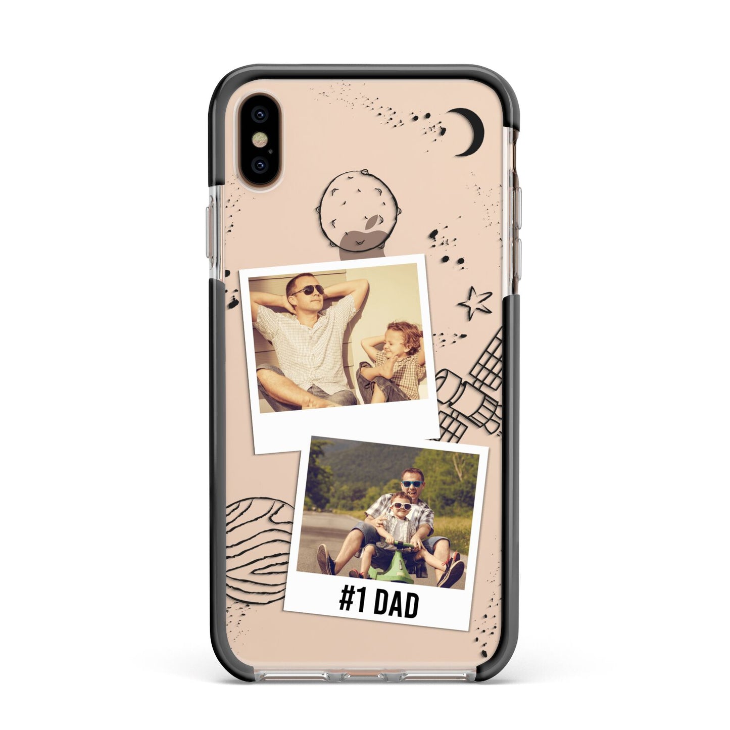 Personalised Dad Photos Apple iPhone Xs Max Impact Case Black Edge on Gold Phone
