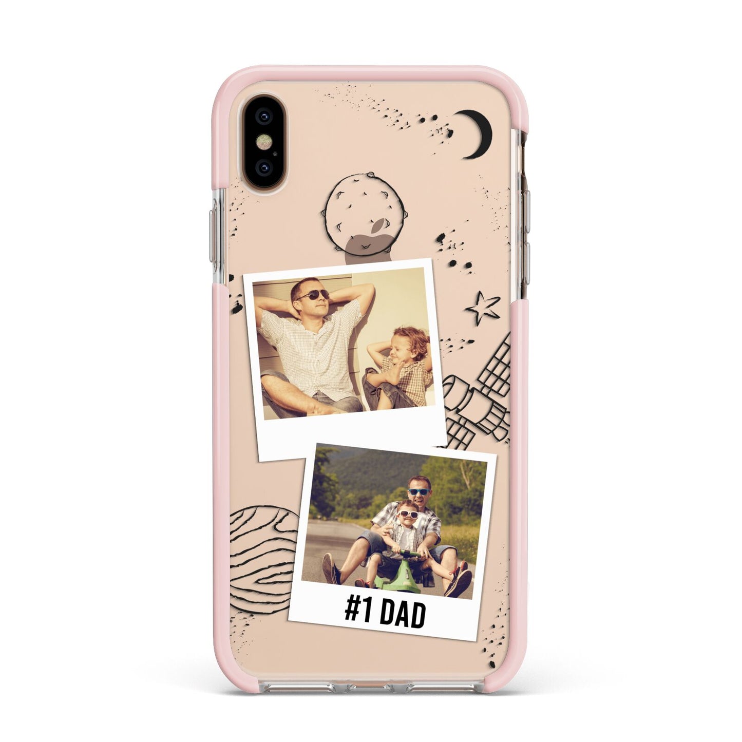 Personalised Dad Photos Apple iPhone Xs Max Impact Case Pink Edge on Gold Phone