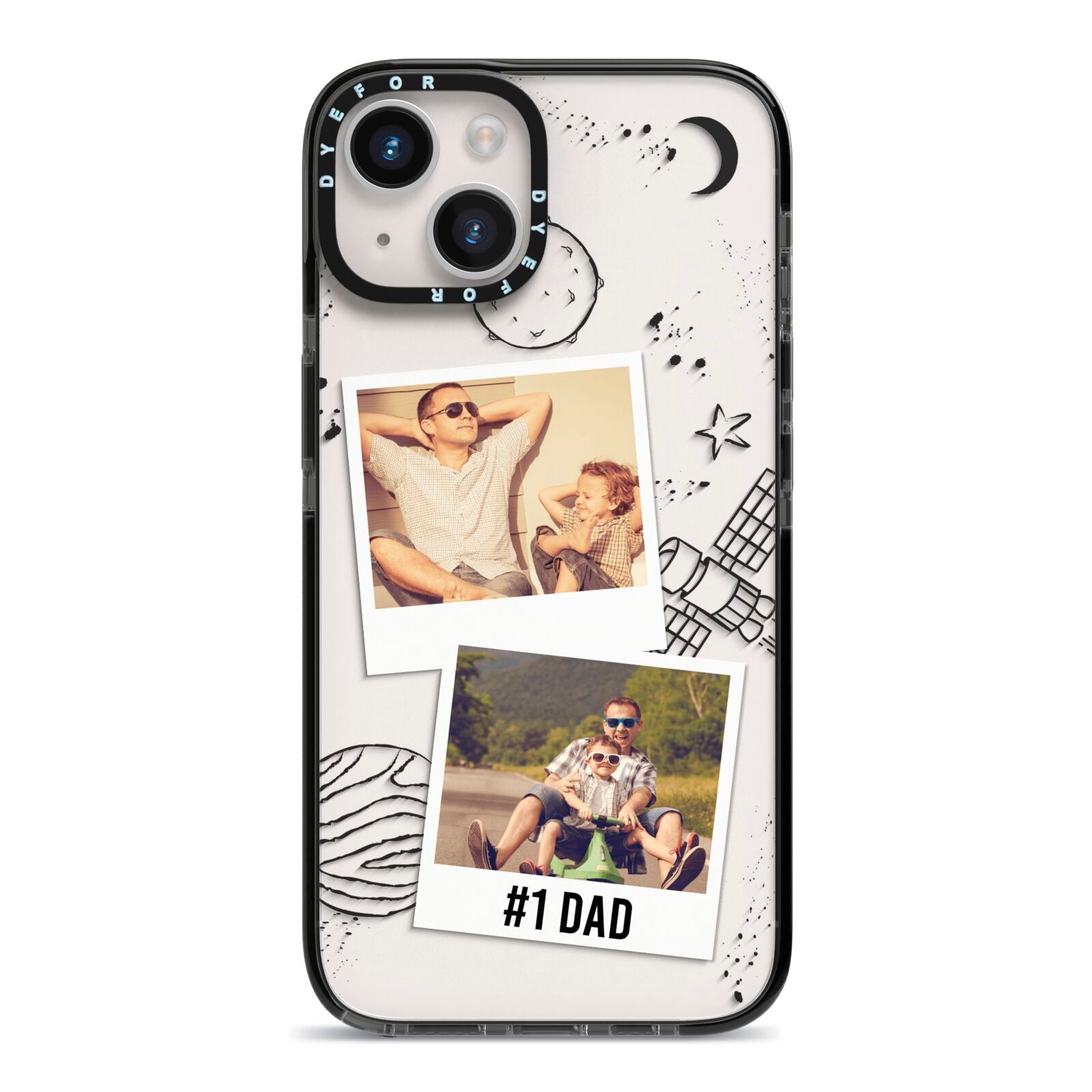 Personalised Dad Photos iPhone 14 Black Impact Case on Silver phone
