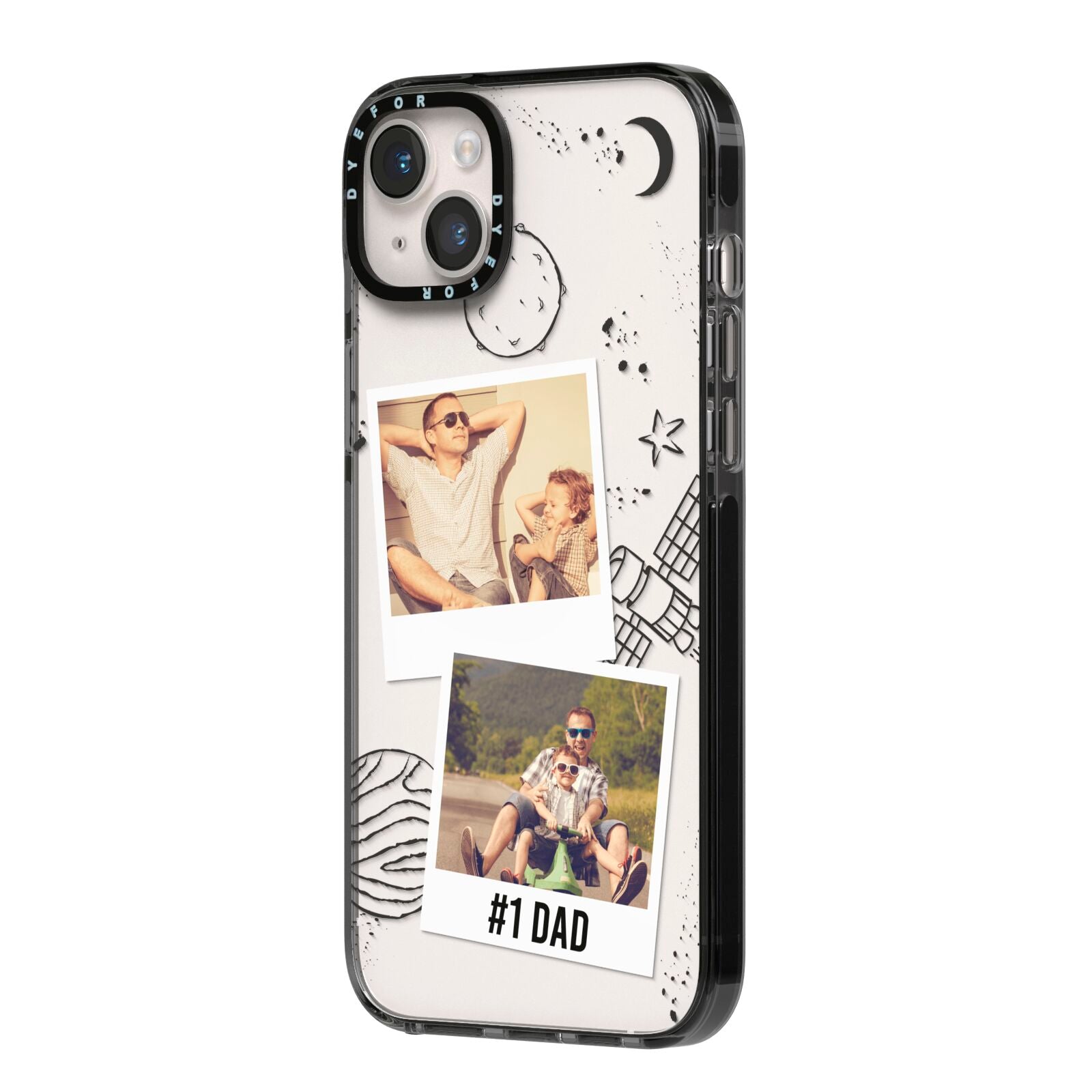 Personalised Dad Photos iPhone 14 Plus Black Impact Case Side Angle on Silver phone