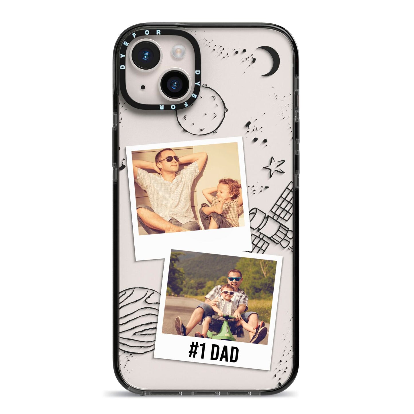 Personalised Dad Photos iPhone 14 Plus Black Impact Case on Silver phone