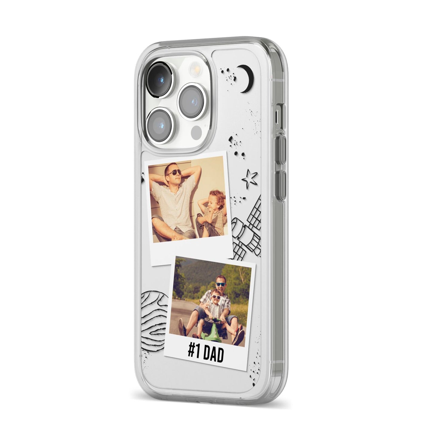 Personalised Dad Photos iPhone 14 Pro Clear Tough Case Silver Angled Image