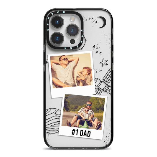 Personalised Dad Photos iPhone 14 Pro Max Black Impact Case on Silver phone