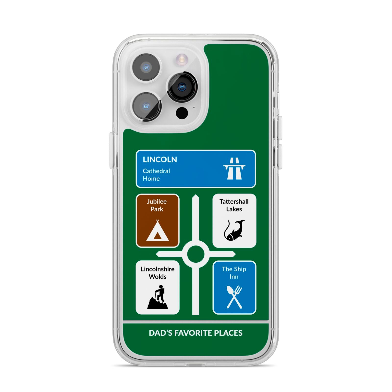 Personalised Dad s Favourite Places iPhone 14 Pro Max Clear Tough Case Silver