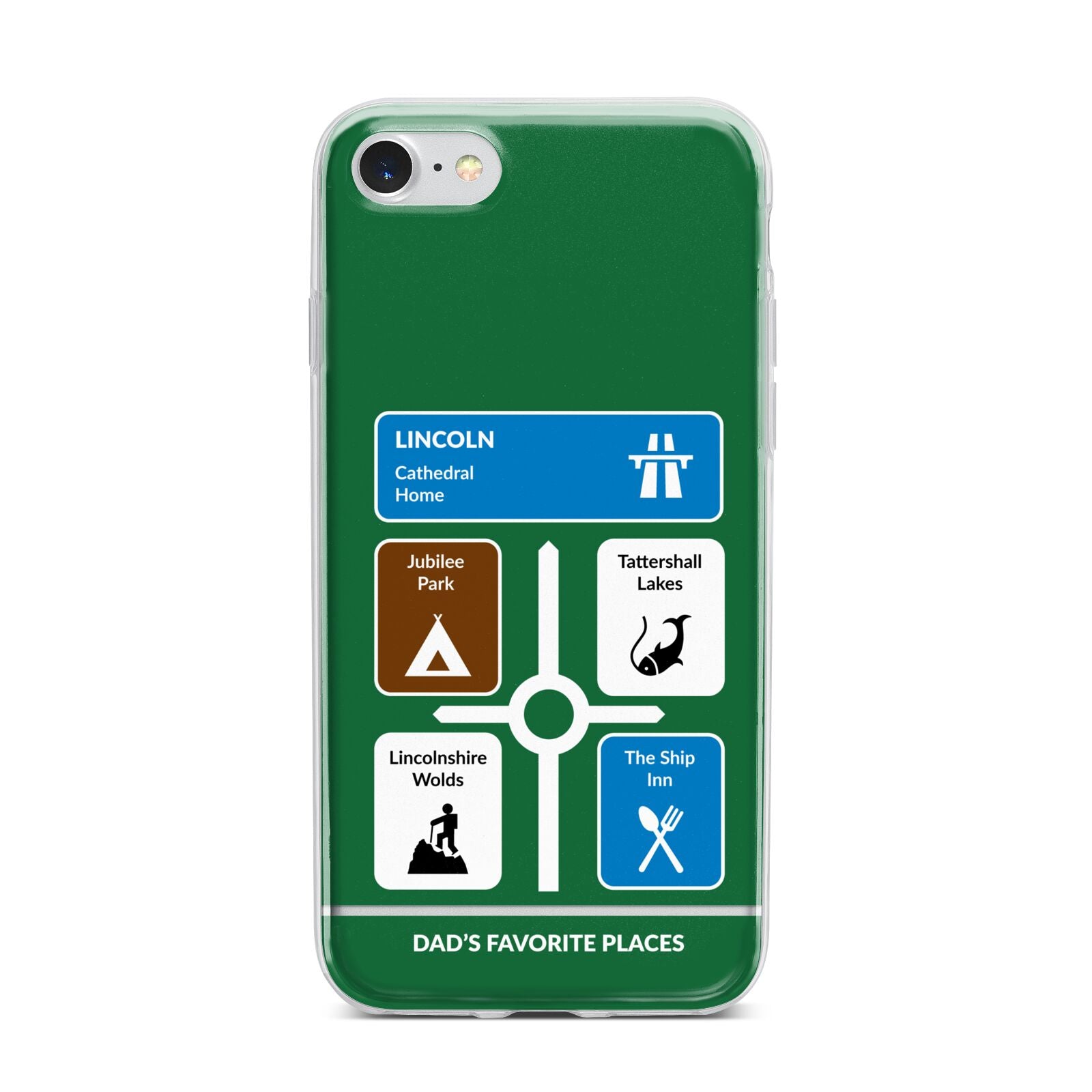 Personalised Dad s Favourite Places iPhone 7 Bumper Case on Silver iPhone