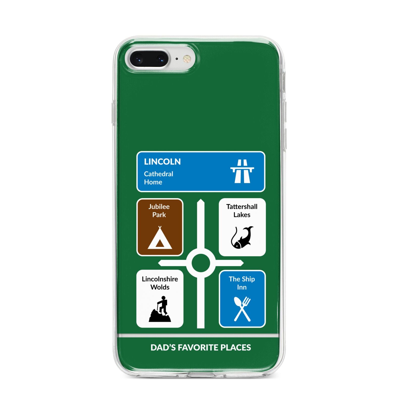 Personalised Dad s Favourite Places iPhone 8 Plus Bumper Case on Silver iPhone