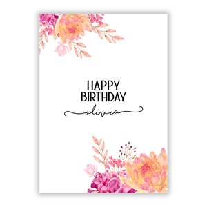 Personalised Dahlia Flowers Greetings Card
