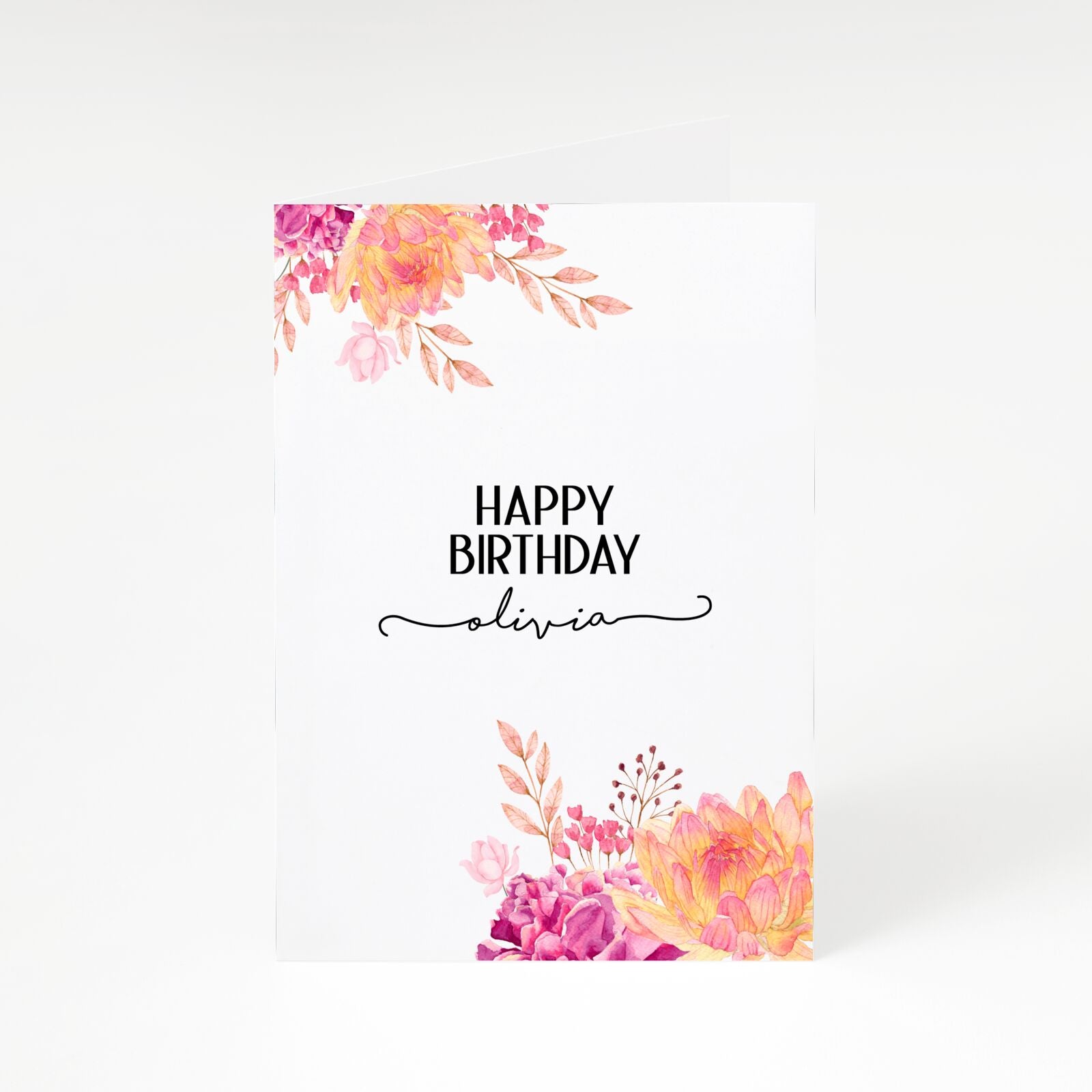 Personalised Dahlia Flowers A5 Greetings Card