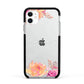 Personalised Dahlia Flowers Apple iPhone 11 in White with Black Impact Case
