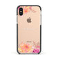 Personalised Dahlia Flowers Apple iPhone Xs Impact Case Black Edge on Gold Phone