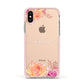 Personalised Dahlia Flowers Apple iPhone Xs Impact Case Pink Edge on Gold Phone