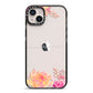 Personalised Dahlia Flowers iPhone 14 Plus Black Impact Case on Silver phone