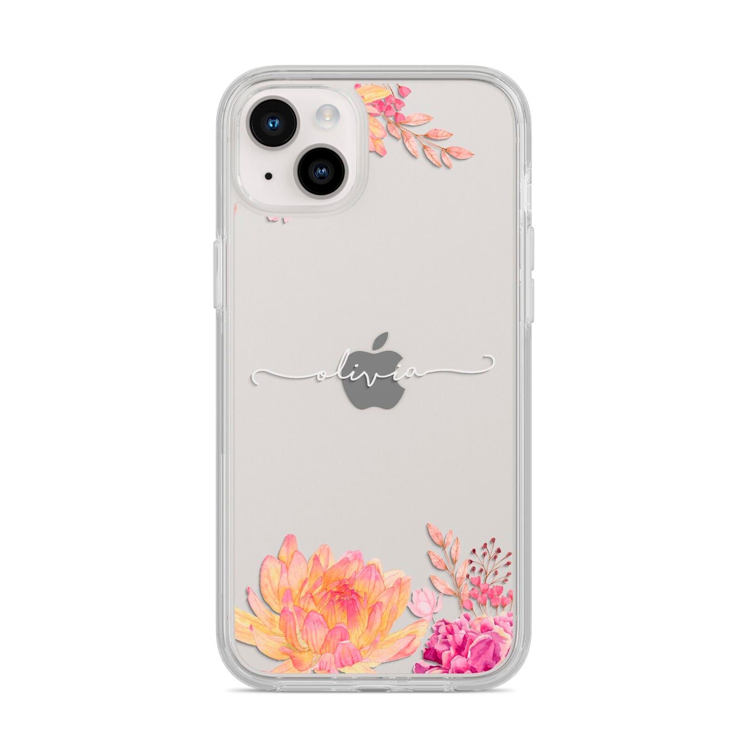 Personalised Dahlia Flowers iPhone 14 Plus Clear Tough Case Starlight